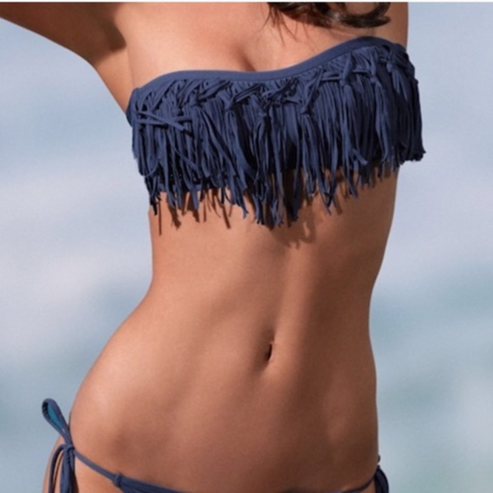 L*Space Bandeau Bikini Top  Navy Size Small